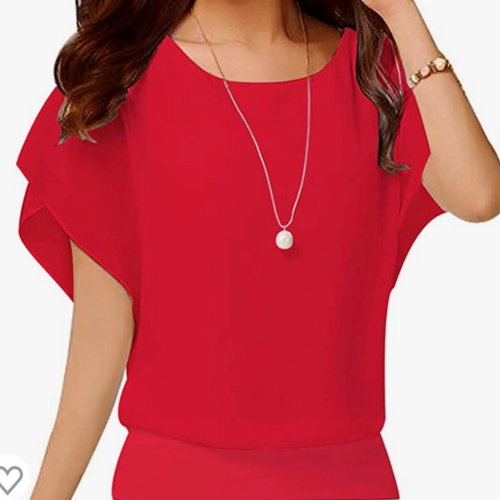 NWOT Ladies Chiffon Red Blouse